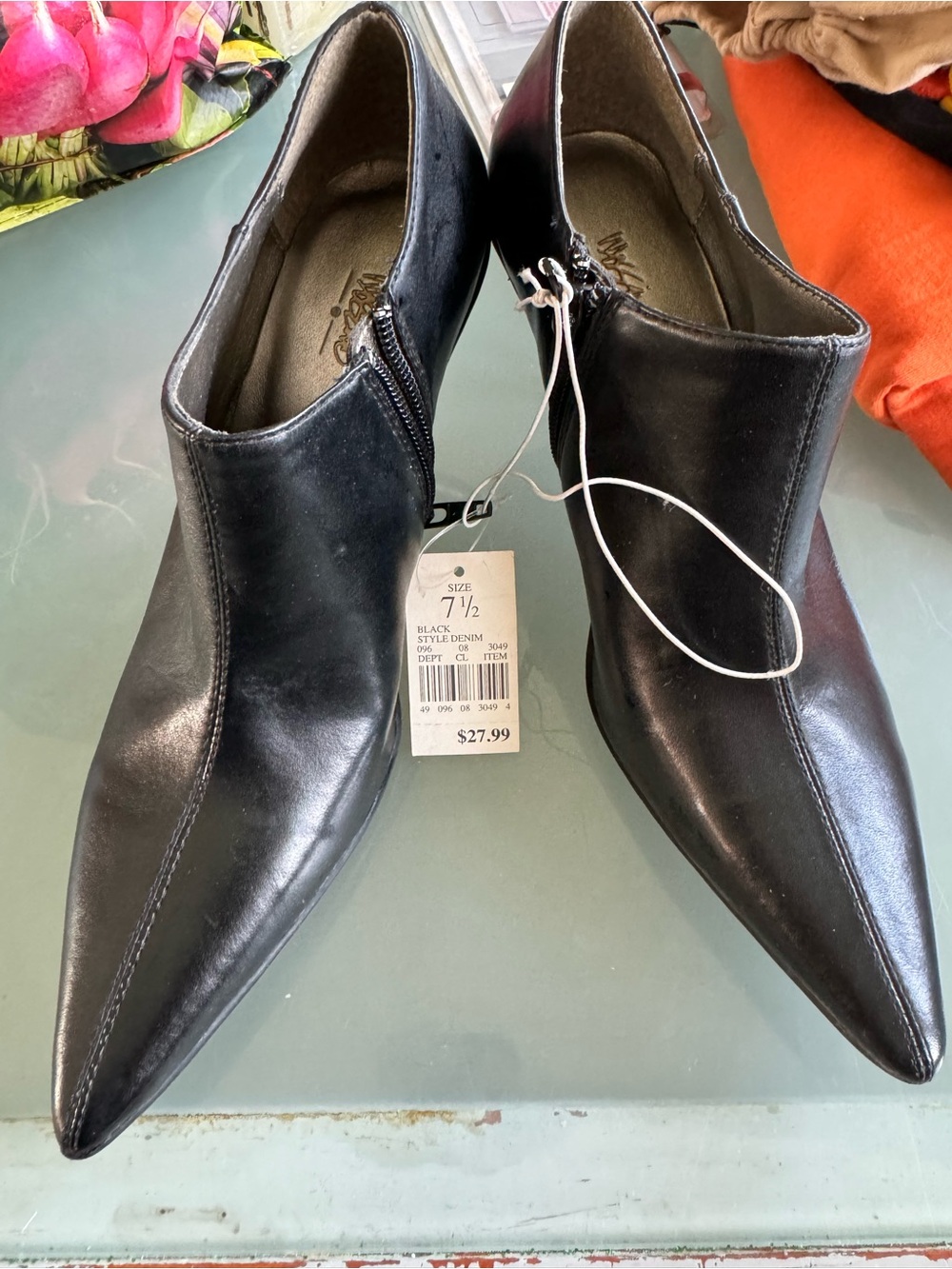 Massimo Black Pointed Toe Ankle Heeled Boots